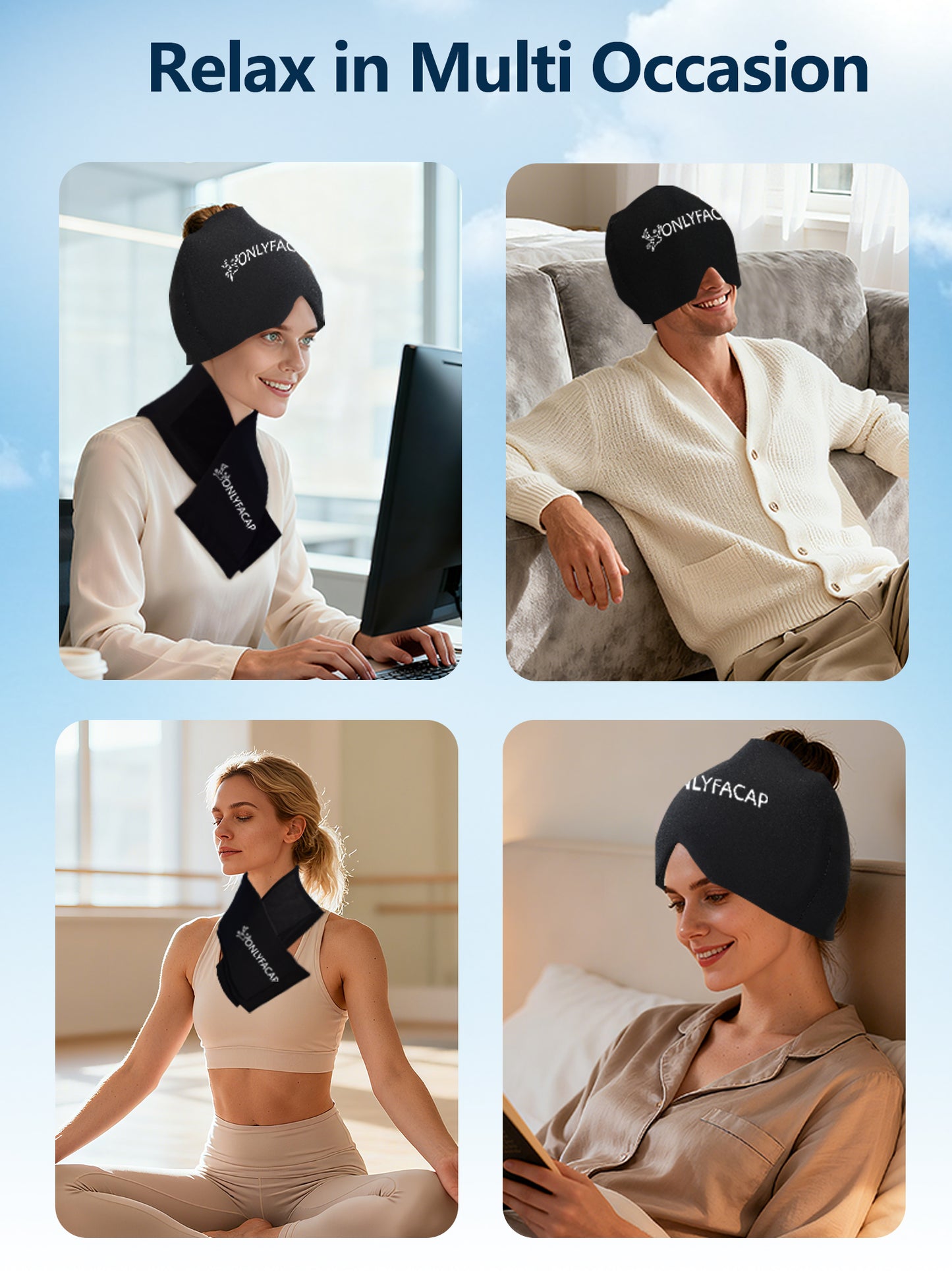 Onlyfacap Migraine Relief Cap and Neck Ice Pack Set