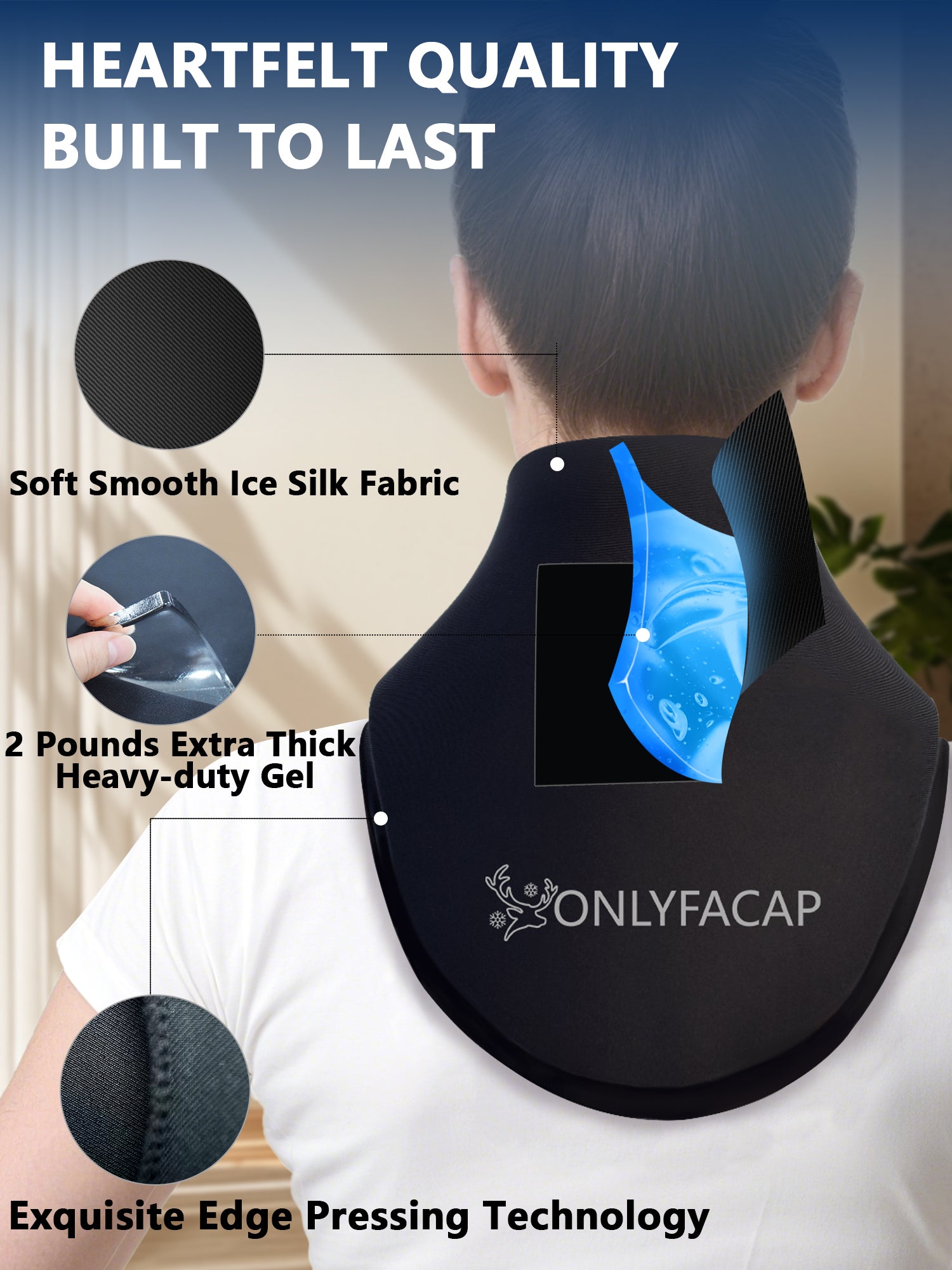 Flexible Neck Ice Pack Wrap,Over 20 Minutes of Cold and Hot Therapy, Adjustable Gel Neck Brace for Relief of Pain, Swelling, Sprains, Office Pressure, Unisex Cervical Support