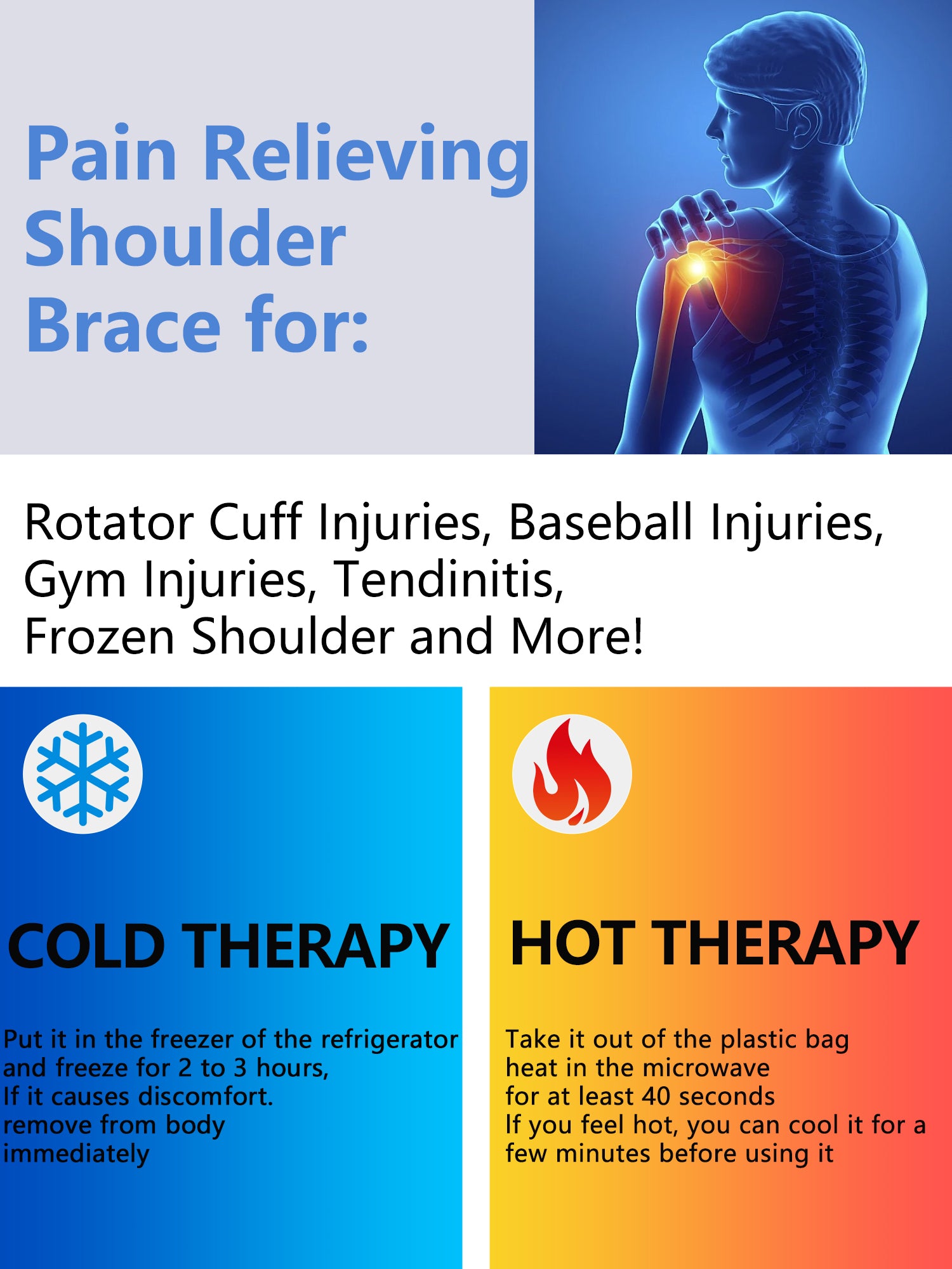 Flexible Shoulder Ice Pack Wrap, Ice Packs for Injuries Reusable Rotator Cuff, Cold Compression Sleeve for Pain Relief, Tendonitis, Bursitis & Swelling, Fits Left and Right Arm
