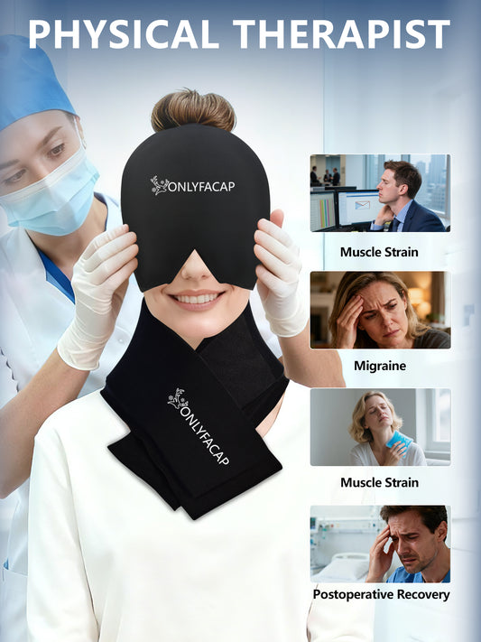 Onlyfacap Migraine Relief Cap and Neck Ice Pack Set