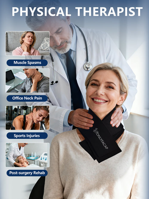 Flexible Neck Ice Pack Wrap,Over 20 Minutes of Cold and Hot Therapy, Adjustable Gel Neck Brace for Relief of Pain, Swelling, Sprains, Office Pressure, Unisex Cervical Support