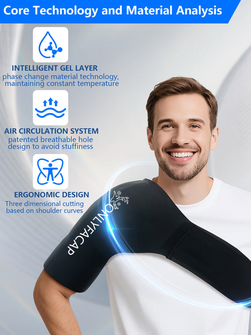 Flexible Shoulder Ice Pack Wrap, Ice Packs for Injuries Reusable Rotator Cuff, Cold Compression Sleeve for Pain Relief, Tendonitis, Bursitis & Swelling, Fits Left and Right Arm