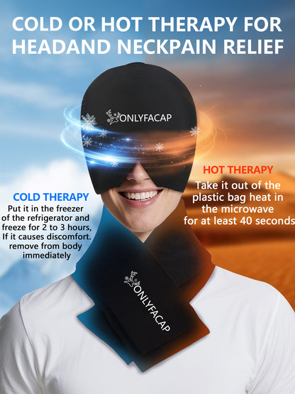 Onlyfacap Migraine Relief Cap and Neck Ice Pack Set